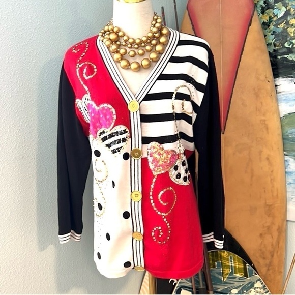 ❤️VTG Jack B. Quick Beaded Button Up Cardigan, Excellent Condition, Size Large - Picture 6 of 7